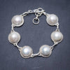 Natural River Pearl Handmade Unique 925 Sterling Silver Bracelet 7 1/4-8 1/4 Y2863