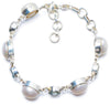 Natural River Pearl and Blue Topaz Handmade Unique 925 Sterling Silver Bracelet 7-8 Y0138