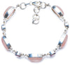 Natural Rose Quartz and Amethyst Handmade Unique 925 Sterling Silver Bracelet 7-8 1/4 Y0145