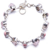 Natural Rose Quartz and Ro Imperial Jasper Unique 925 Sterling Silver Bracelet 6 3/4-7 1/4 Y2000