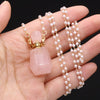 Natural Rose Quartzs Perfume Bottle Pendant Necklace Agates Pendant Necklace Essential Oil Diffuser Pearl Chain Women Jewerly