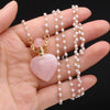 Natural Rose Quartzs Perfume Bottle Pendant Necklace Agates Pendant Necklace Essential Oil Diffuser Pearl Chain Women Jewerly