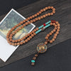 Natural Rudraksha Beads Prayer Necklace Tibetan Classic Nepal OM Pendant Necklace Yoga Meditation Strand Mala Healing Jewelry