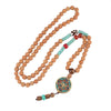 Natural Rudraksha Beads Prayer Necklace Tibetan Classic Nepal OM Pendant Necklace Yoga Meditation Strand Mala Healing Jewelry