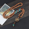 Natural Rudraksha Beads Prayer Necklace Tibetan Classic Nepal OM Pendant Necklace Yoga Meditation Strand Mala Healing Jewelry
