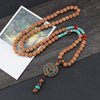 Natural Rudraksha Beads Prayer Necklace Tibetan Classic Nepal OM Pendant Necklace Yoga Meditation Strand Mala Healing Jewelry