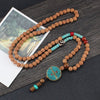 Natural Rudraksha Beads Prayer Necklace Tibetan Classic Nepal OM Pendant Necklace Yoga Meditation Strand Mala Healing Jewelry