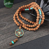 Natural Rudraksha Beads Prayer Necklace Tibetan Classic Nepal OM Pendant Necklace Yoga Meditation Strand Mala Healing Jewelry