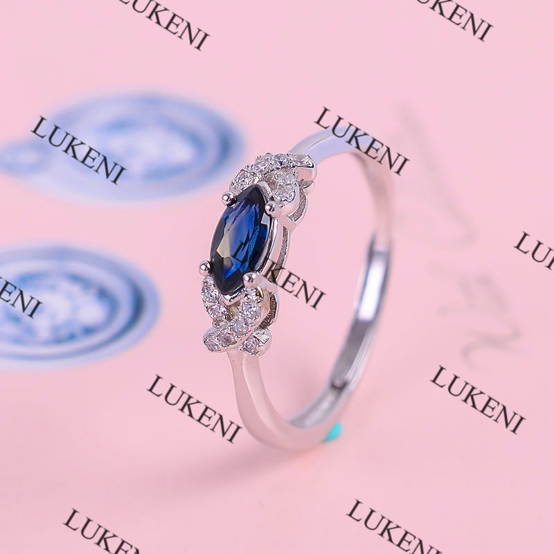 Natural Sapphire Stone New Rings for Girls 925 Sterling Silver Jewelry Gemstone Blue Wedding Ring with Box