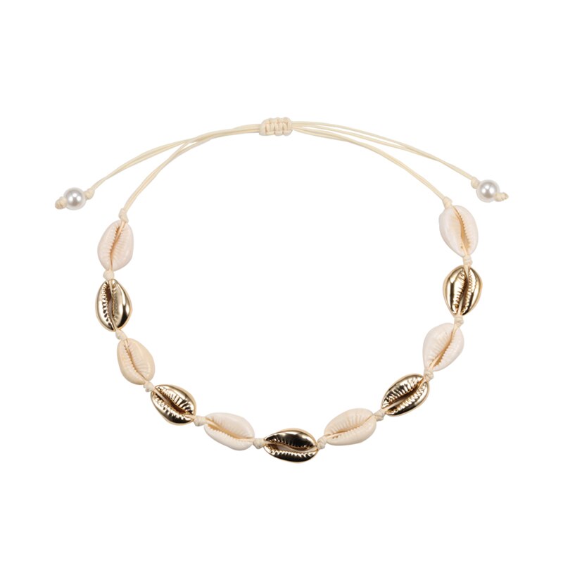 Natural Sea Shell Choker Chain Necklace for Women Bohemian Vintage Beach Conch Shell Braided Jewelry  Friend Gift