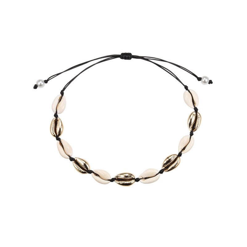 Natural Sea Shell Choker Chain Necklace for Women Bohemian Vintage Beach Conch Shell Braided Jewelry  Friend Gift