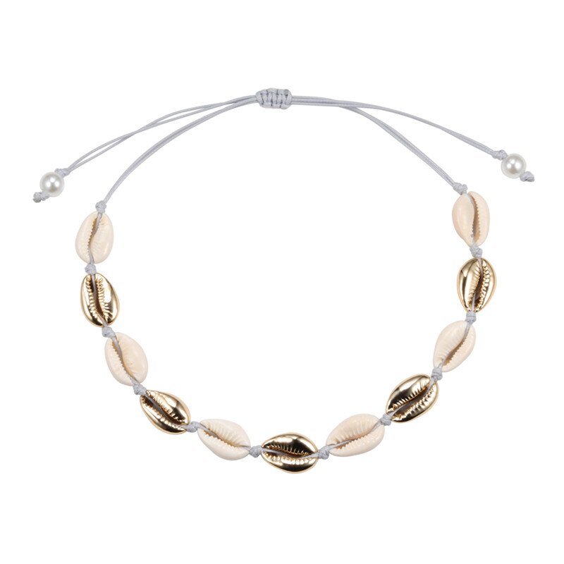 Natural Sea Shell Choker Chain Necklace for Women Bohemian Vintage Beach Conch Shell Braided Jewelry  Friend Gift