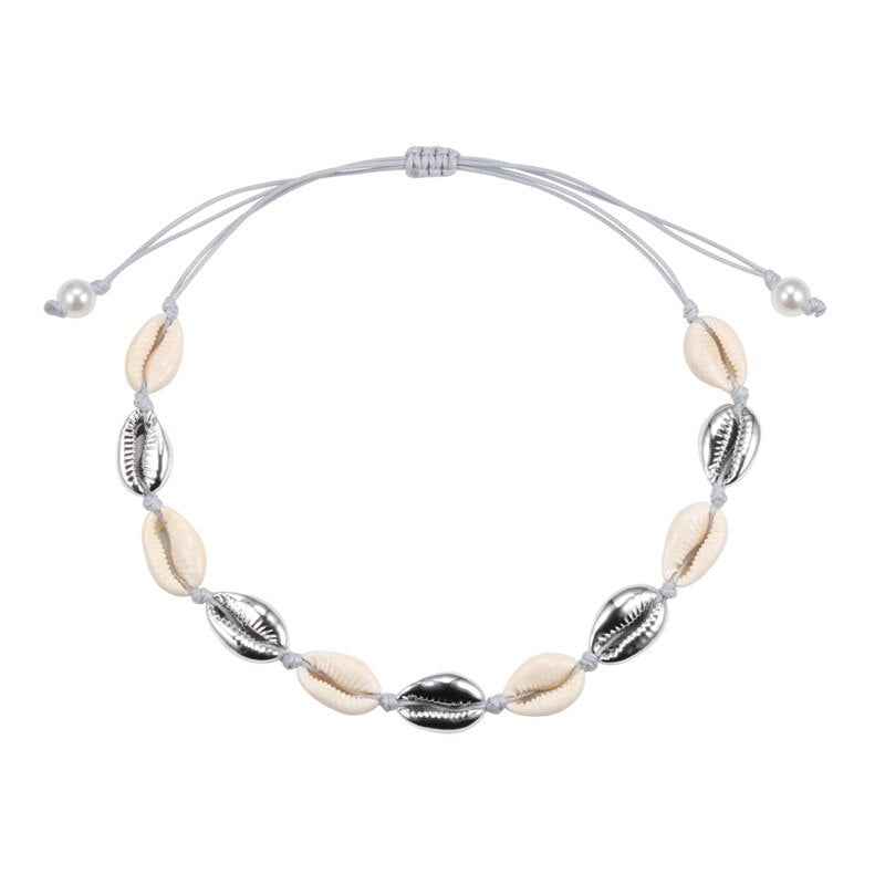 Natural Sea Shell Choker Chain Necklace for Women Bohemian Vintage Beach Conch Shell Braided Jewelry  Friend Gift