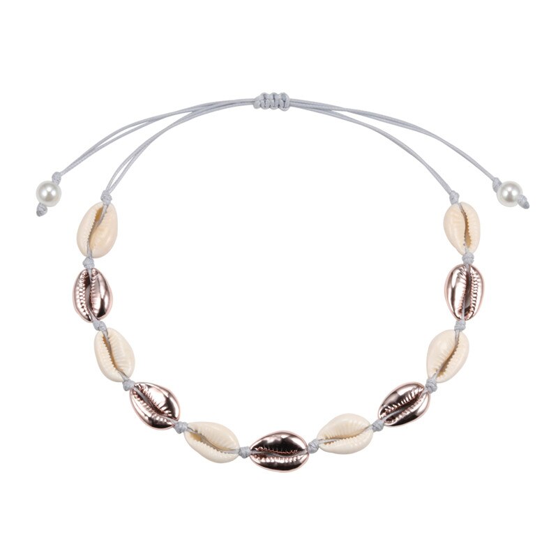 Natural Sea Shell Choker Chain Necklace for Women Bohemian Vintage Beach Conch Shell Braided Jewelry  Friend Gift