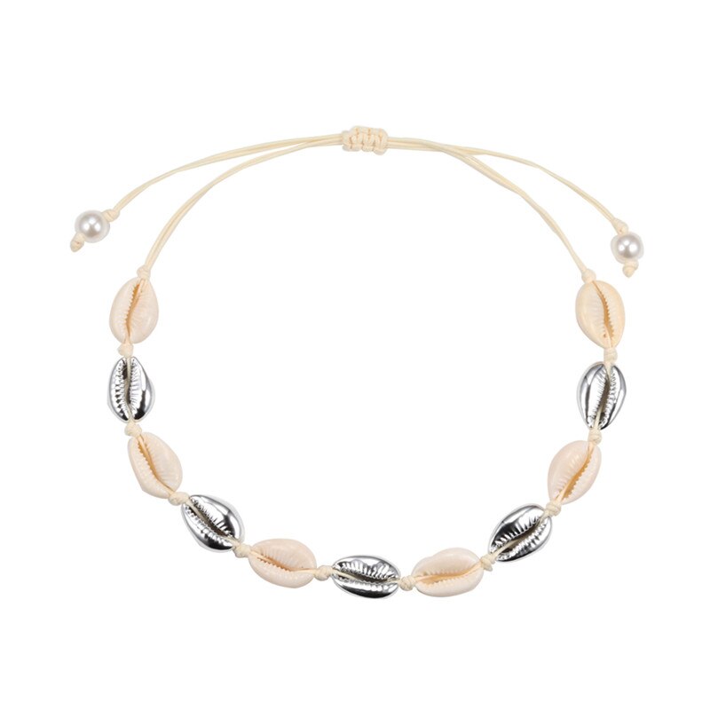 Natural Sea Shell Choker Chain Necklace for Women Bohemian Vintage Beach Conch Shell Braided Jewelry  Friend Gift