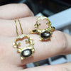 Natural Starlight black sapphire stone jewelry sets natural gemstone ring Pendant S925 silver Fashion Cute monkey Girl birthday