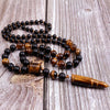 Natural Stone Bead & Tiger Eye Bullet Pendant Tribal Necklace For Men