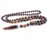Natural Stone Bead & Tiger Eye Bullet Pendant Tribal Necklace For Men