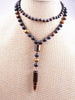 Natural Stone Bead & Tiger Eye Bullet Pendant Tribal Necklace For Men