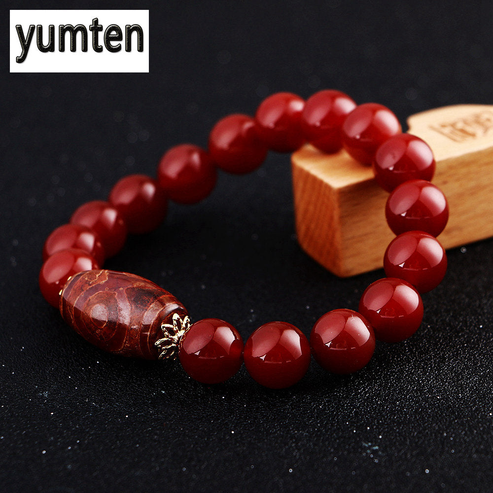 Natural Stone Beaded Bracelets Red Agate Crystal Agate Bracelet Unique Onyx Carnelian Stone Agate Bracelets Kostenloser Versand