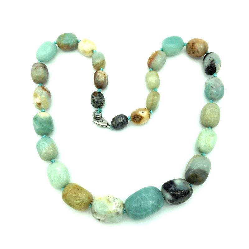 Natural Stone Beads Graduated Choker Necklace Party Jewelry Bead Size 9x12 mm to 16x24mm Amazonite Jaspers Howlite Unakite Etc