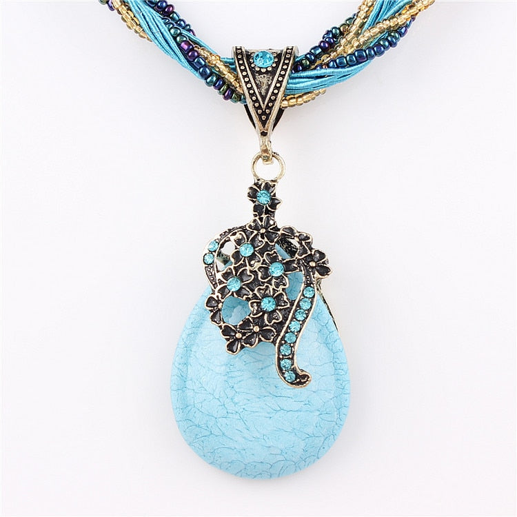Natural Stone Beads Water Drop Vintage Necklaces Pendants Statement Necklaces & Pendants Long Necklace Women Jewelry Collares
