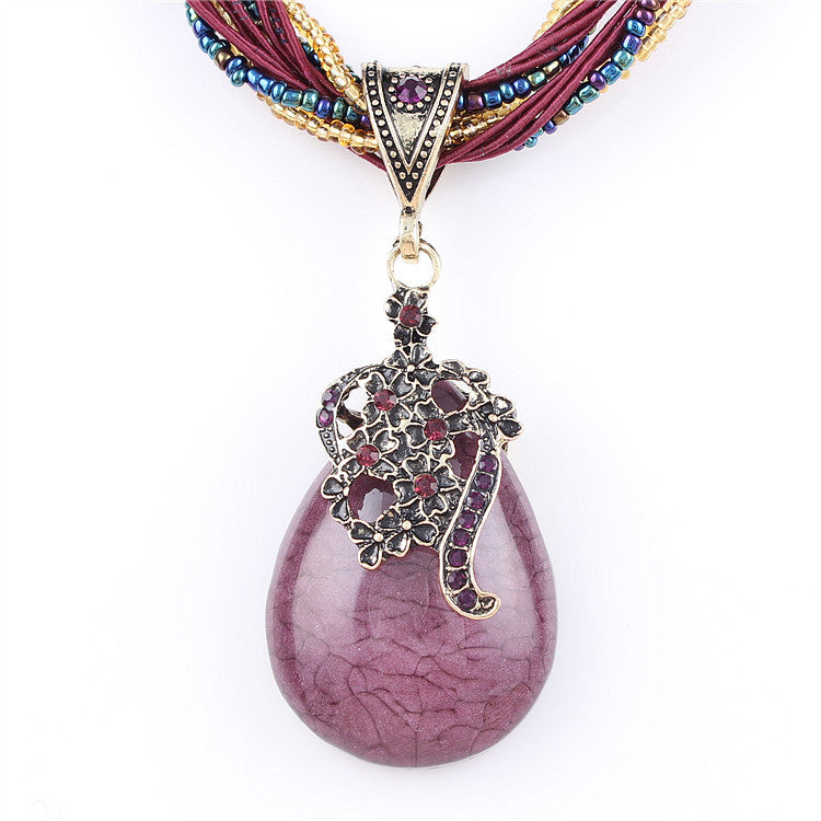 Natural Stone Beads Water Drop Vintage Necklaces Pendants Statement Necklaces & Pendants Long Necklace Women Jewelry Collares