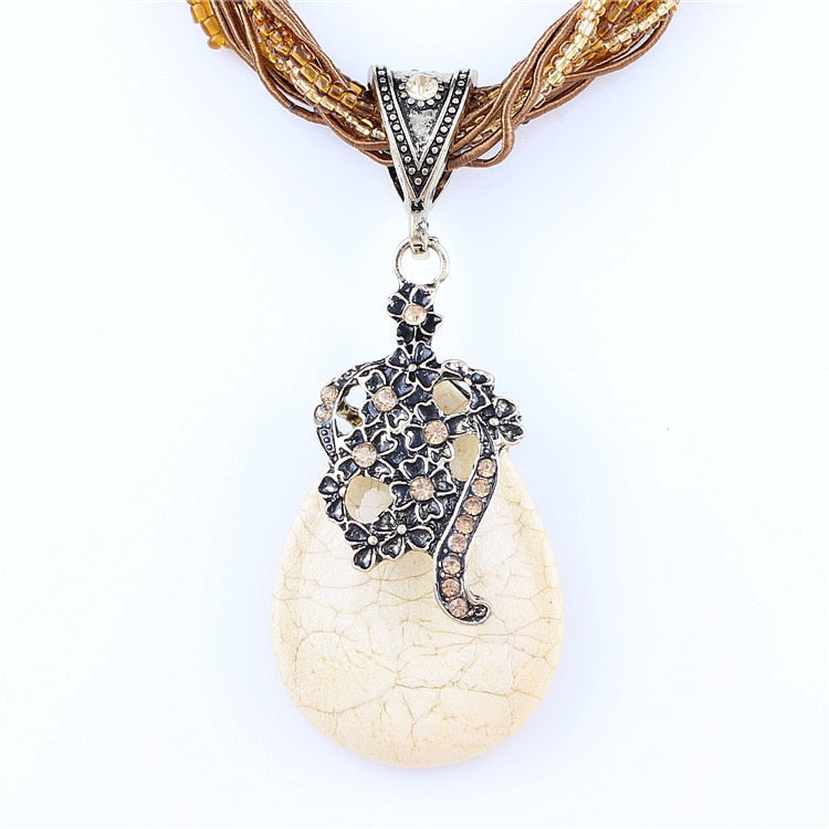 Natural Stone Beads Water Drop Vintage Necklaces Pendants Statement Necklaces & Pendants Long Necklace Women Jewelry Collares