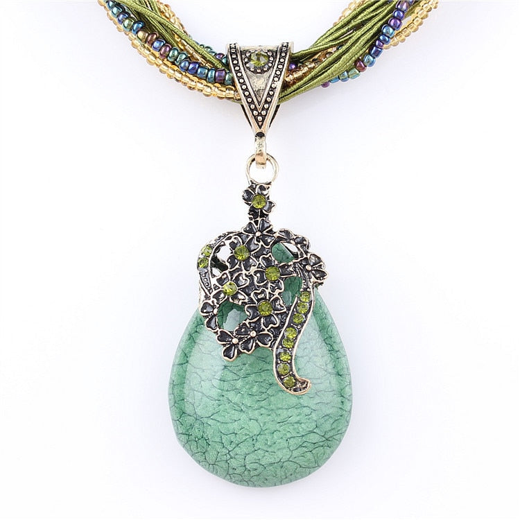 Natural Stone Beads Water Drop Vintage Necklaces Pendants Statement Necklaces & Pendants Long Necklace Women Jewelry Collares