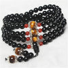 Natural Stone Black Agate Bracelet Round Bead Silver Red Tiger Eye Lucky Bangle Women Crystal Quartz Jewelry Love Energy Gift