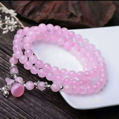 Natural Stone Bracelet with Calabash Pendant Fashion Meditation Beads Multi-layer Bracelet for Women Great Gift