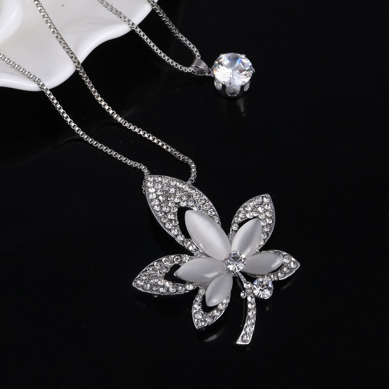 Natural Stone Cat Eye CZ Necklace Gold Silver Plated Chain Pendant Necklaces Wholesale Woman Statement Necklace