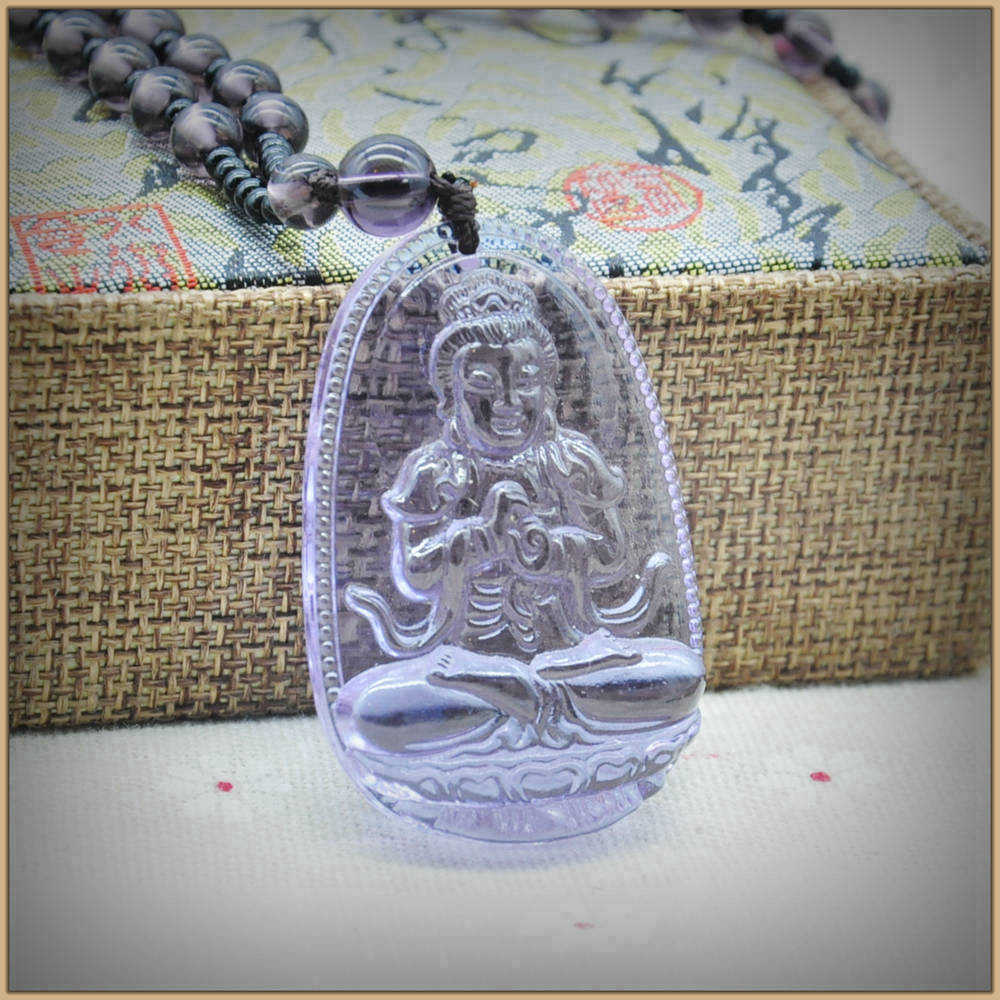 Natural Stone Crystal Amethyst Long Necklace Pendant Guardian Buddha Jewelry Bags Beads Fashion 2020 Lucky Gift Beads Necklaces