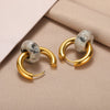 Natural Stone Drop Earrings for Women Gold Color Stainless Steel Opal Round Earrings 2023 Trend Boho Jewerly Christmas Gifts