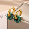 Natural Stone Drop Earrings for Women Gold Color Stainless Steel Opal Round Earrings 2023 Trend Boho Jewerly Christmas Gifts