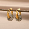 Natural Stone Drop Earrings for Women Gold Color Stainless Steel Opal Round Earrings 2023 Trend Boho Jewerly Christmas Gifts