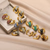 Natural Stone Drop Earrings for Women Gold Color Stainless Steel Opal Round Earrings 2023 Trend Boho Jewerly Christmas Gifts