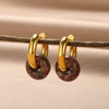 Natural Stone Drop Earrings for Women Gold Color Stainless Steel Opal Round Earrings 2023 Trend Boho Jewerly Christmas Gifts