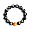Natural Stone Golden Obsidian Bracelet Round Aventurine Goldleaf Beads Bangle Men Women Crystal Quartz Jewelry Love Energy Gift