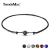 Natural Stone Leather Necklace Choker for Men Boys Single Bead Lava Tiger Eye Lapis Lazuli Adjustable Jewelry  DNM25