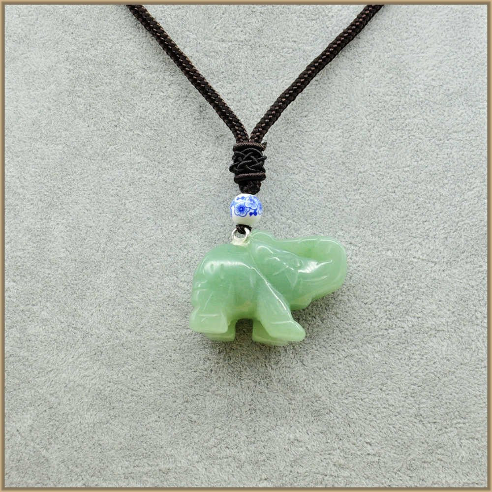 Natural Stone Multicolor Crystal Jade Long Elephant Pendant Necklaces Pendants Auspicious Gifts Jewelry Bags Topaz Obsidian Opal
