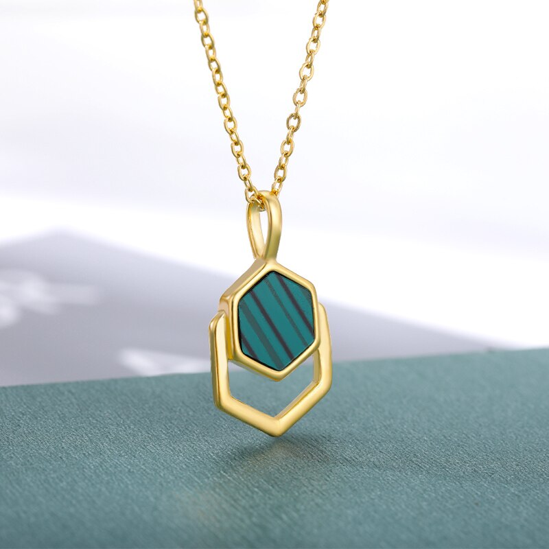 Natural Stone Necklace For Women Stainless Steel Square Pendant Necklaces 2023 Trend Charm Choker Jewelry Collars mujer
