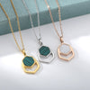 Natural Stone Necklace For Women Stainless Steel Square Pendant Necklaces 2023 Trend Charm Choker Jewelry Collars mujer