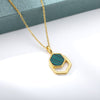 Natural Stone Necklace For Women Stainless Steel Square Pendant Necklaces 2023 Trend Charm Choker Jewelry Collars mujer