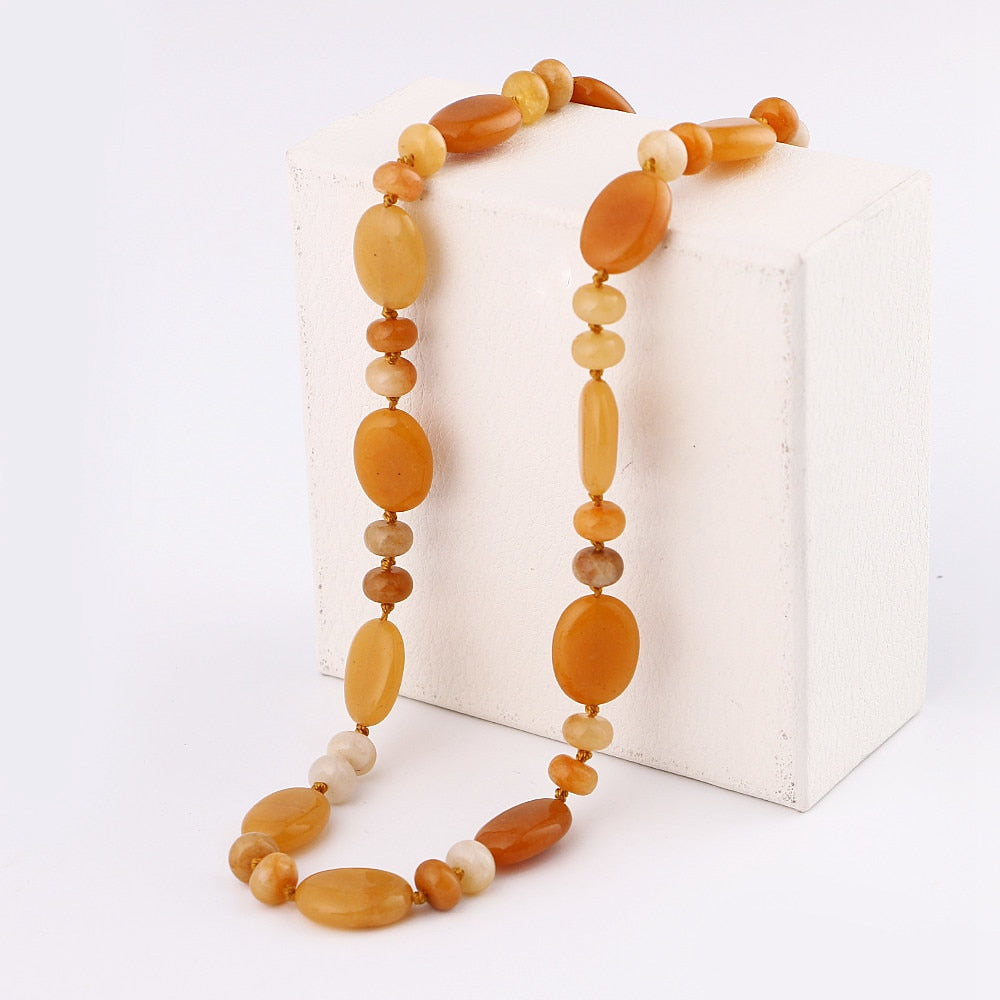 Natural Stone Necklace Vintage Women Crystal Power Natural Stone Chain Charm Gemstone Reiki Healing Men Statement Fine Jewelry