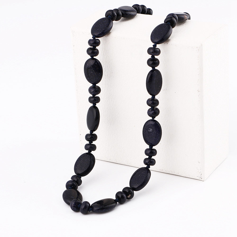 Natural Stone Necklace Vintage Women Crystal Power Natural Stone Chain Charm Gemstone Reiki Healing Men Statement Fine Jewelry