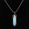 Natural Stone Opal Water Drop Pendant Women Necklaces Hexagon Pendulum Sliver Snake Chain Healing Chakra Reiki Fashion Jewelry