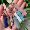 Natural Stone Pendant Raw Mineral Irregular Rectangle Quartz Pendulum Amazonite Tiger Eye Lapsi Pink Crystal Necklaces Healing