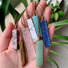 Natural Stone Pendant Raw Mineral Irregular Rectangle Quartz Pendulum Amazonite Tiger Eye Lapsi Pink Crystal Necklaces Healing