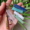 Natural Stone Pendant Raw Mineral Irregular Rectangle Quartz Pendulum Amazonite Tiger Eye Lapsi Pink Crystal Necklaces Healing